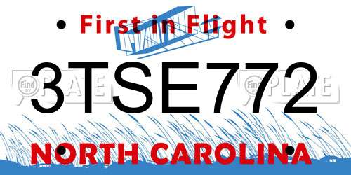 3TSE772 North Carolina License Plate