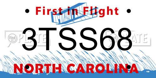 3TSS68 North Carolina License Plate
