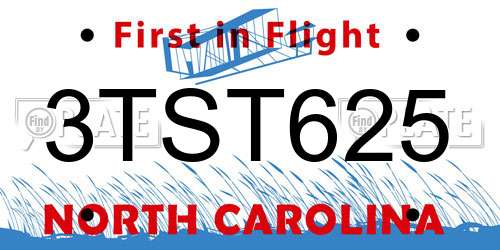 3TST625 North Carolina License Plate