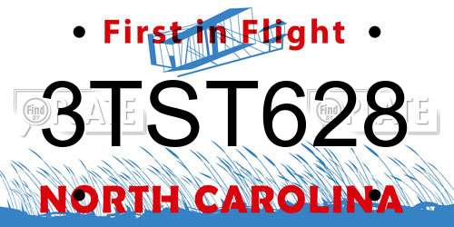3TST628 North Carolina License Plate