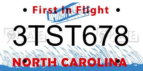 3TST678 North Carolina License Plate
