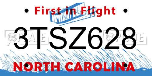 3TSZ628 North Carolina License Plate