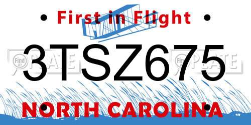3TSZ675 North Carolina License Plate