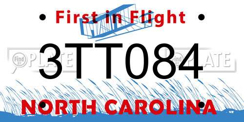 3TT084 North Carolina License Plate