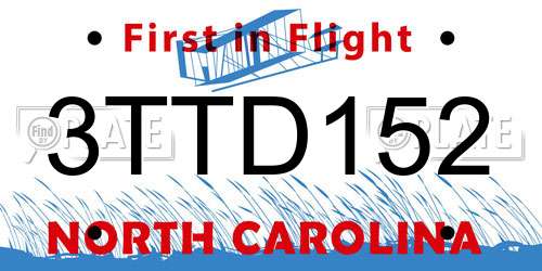 3TTD152 North Carolina License Plate