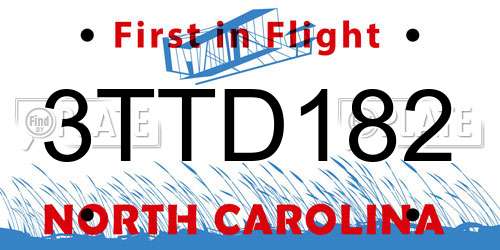 3TTD182 North Carolina License Plate