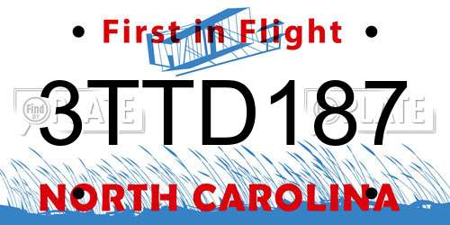 3TTD187 North Carolina License Plate