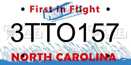 3TTO157 North Carolina License Plate
