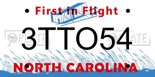 3TTO54 North Carolina License Plate
