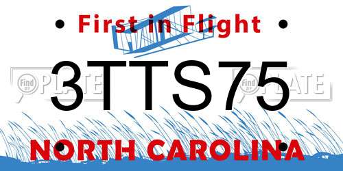 3TTS75 North Carolina License Plate