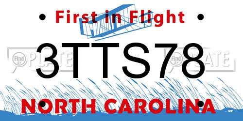 3TTS78 North Carolina License Plate