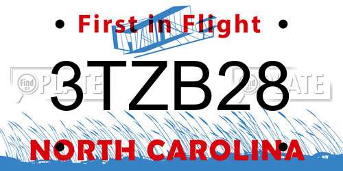 3TZB28 North Carolina License Plate