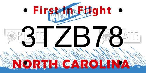 3TZB78 North Carolina License Plate