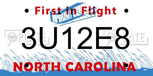 3U12E8 North Carolina License Plate