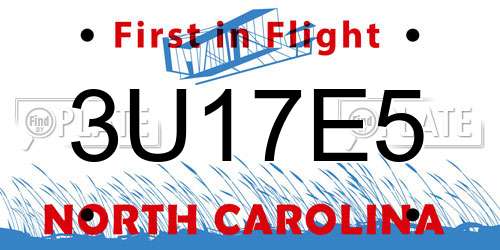 3U17E5 North Carolina License Plate