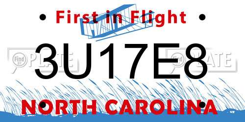3U17E8 North Carolina License Plate