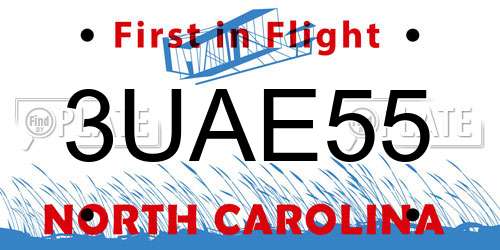 3UAE55 North Carolina License Plate