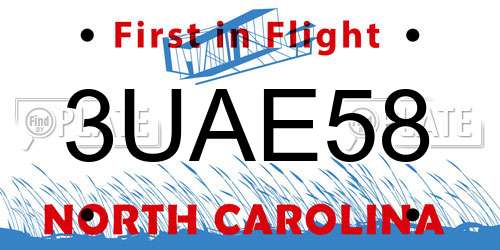 3UAE58 North Carolina License Plate