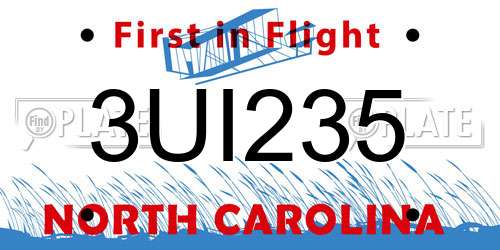 3UI235 North Carolina License Plate