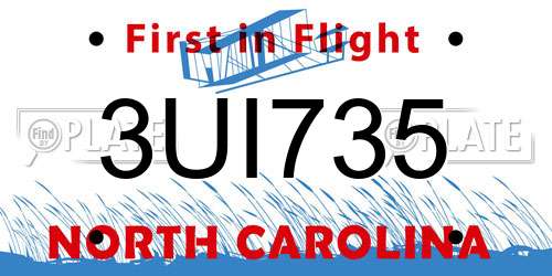 3UI735 North Carolina License Plate