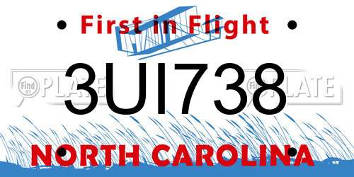 3UI738 North Carolina License Plate