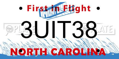 3UIT38 North Carolina License Plate