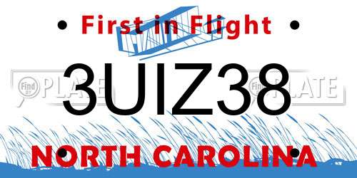 3UIZ38 North Carolina License Plate