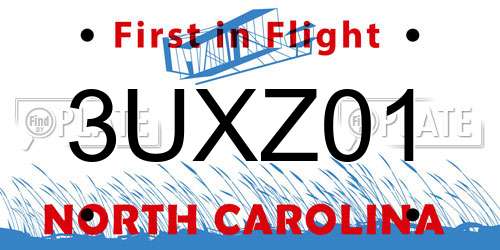 3UXZ01 North Carolina License Plate