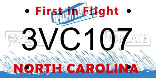 3VC107 North Carolina License Plate