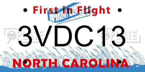 3VDC13 North Carolina License Plate