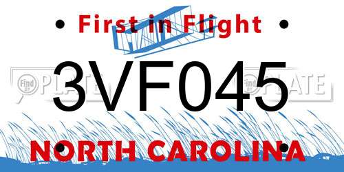 3VF045 North Carolina License Plate