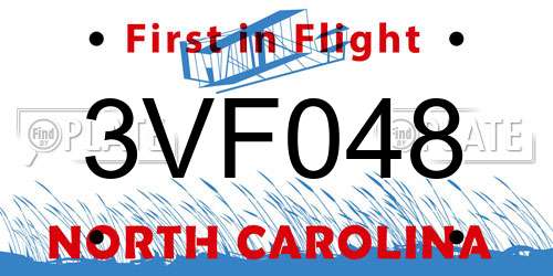 3VF048 North Carolina License Plate