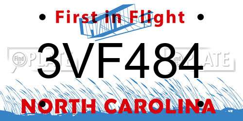 3VF484 North Carolina License Plate