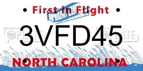 3VFD45 North Carolina License Plate