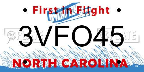 3VFO45 North Carolina License Plate