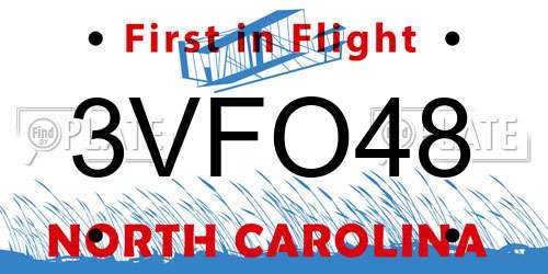 3VFO48 North Carolina License Plate