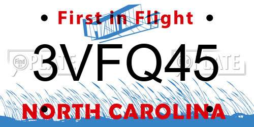 3VFQ45 North Carolina License Plate