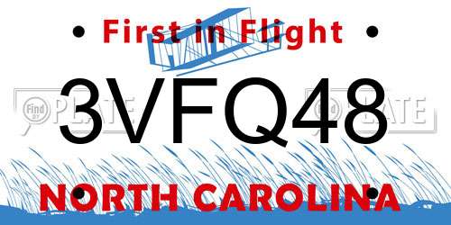 3VFQ48 North Carolina License Plate