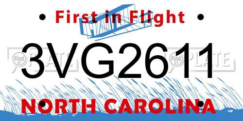 3VG2611 North Carolina License Plate