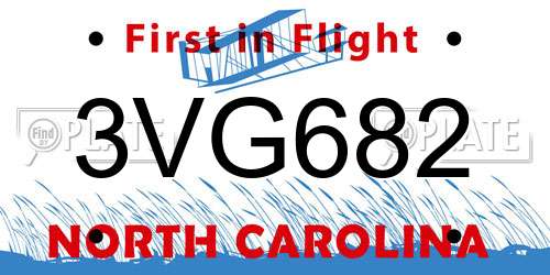 3VG682 North Carolina License Plate