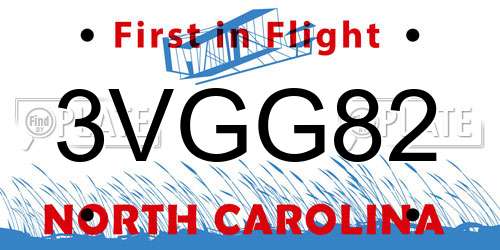 3VGG82 North Carolina License Plate