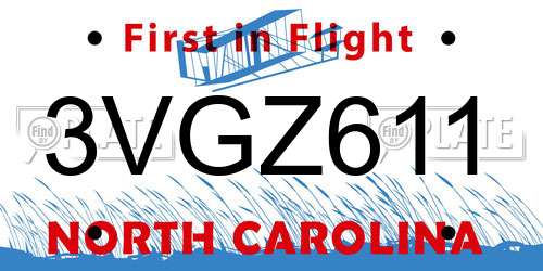 3VGZ611 North Carolina License Plate