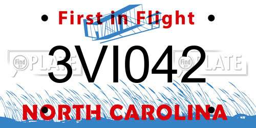 3VI042 North Carolina License Plate