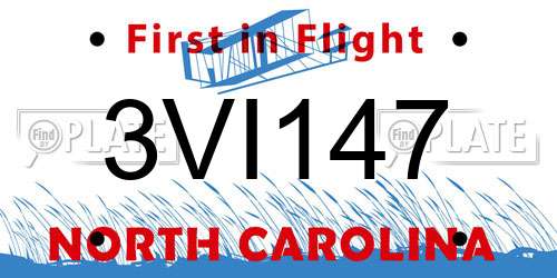 3VI147 North Carolina License Plate
