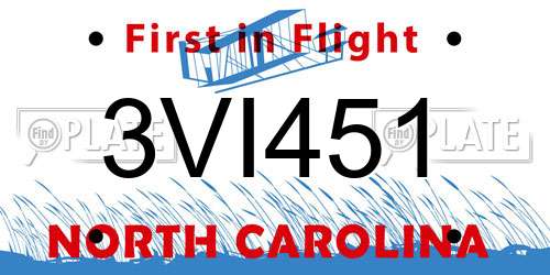 3VI451 North Carolina License Plate
