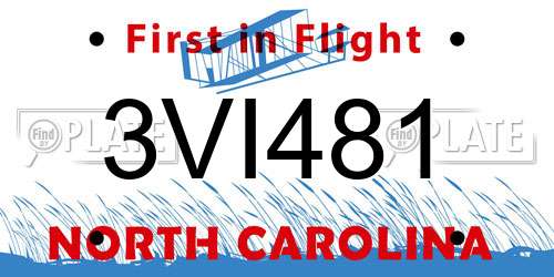 3VI481 North Carolina License Plate