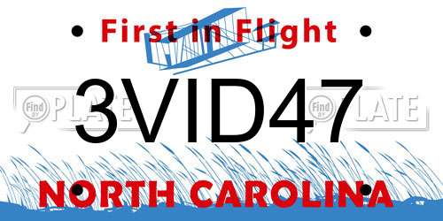 3VID47 North Carolina License Plate