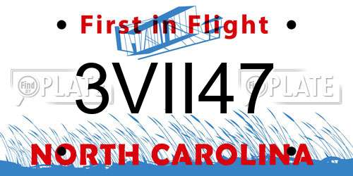 3VII47 North Carolina License Plate