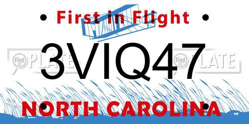 3VIQ47 North Carolina License Plate