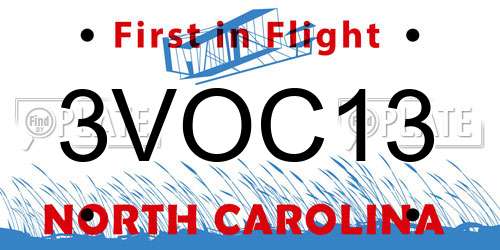 3VOC13 North Carolina License Plate